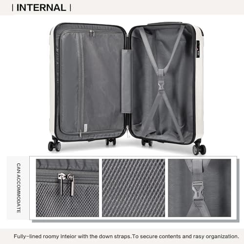 Kono Ryanair Cabin Suitcase 55x35x20cm ABS Hard Shell Travel Luggage,Beige — view 6