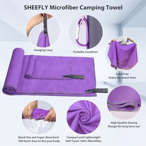SHEEFLY Microfibre Travel Quick Dry Towel Super Absorbent Gym Towel — view 4