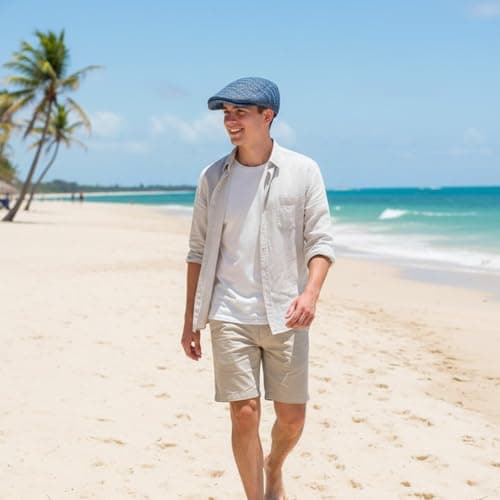 Vobumix Straw Newsboy Cap Vintage Painter Hat Travel Flat Cap for Summer Holiday Vacation Beach Sun Protection Accessories — view 6