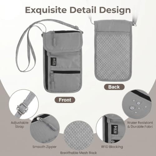 Sorcristy Neck Wallet for Travel Pouch Neck with Adjustable Lanyard — view 3