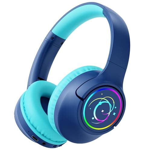 Kids Headphones Wireless with LED Lights 85H Playtime for Toddler Boy, Navy