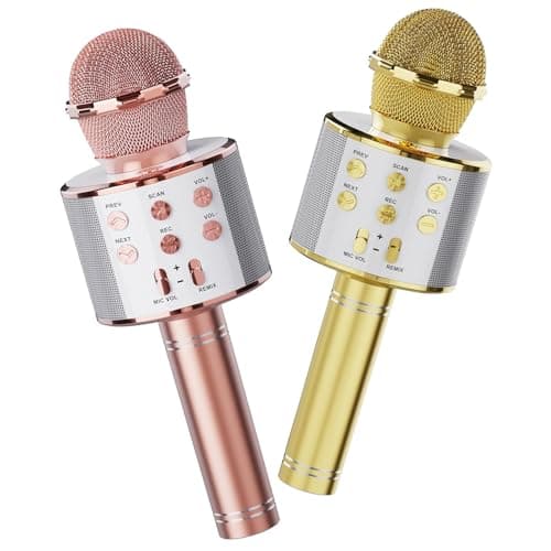Wireless Bluetooth Karaoke Microphone 2 Pack, Gold&Rose, for Party Home KTV