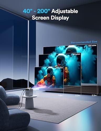 Portable Projector, WOLFANG 4K Mini Projector 5G WiFi Bluetooth, 15000L 200" Display Home Theater Movie Projector, Phone Video Projector Compatible with iOS/Android/HDMI/PC/TV Stick/USB/PS5 — view 4