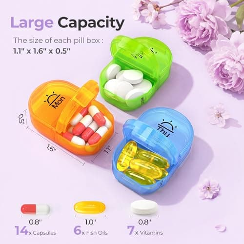 AUVON Weekly Pill Organiser with PU Leather Bag for Women, Dual Protection — view 5