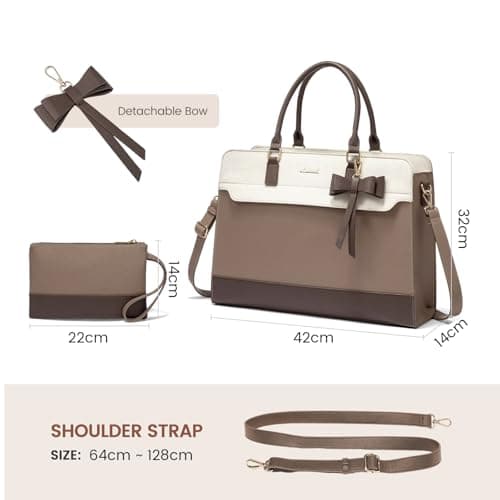 LOVEVOOK Laptop Handbags for Women, 15.6 Inch Ladies Work Bags Large Tote Bags with Compartments, PU Leather Womens Handbag Shoulder Bag for Office School Teacher Shopping Business — view 5