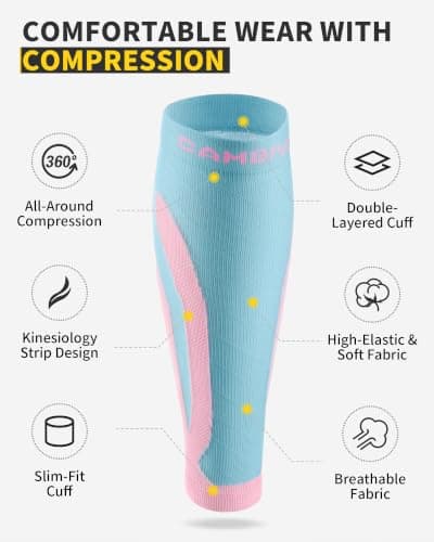 CAMBIVO Calf Compression Sleeves for Men & Women, 2 Pairs — view 3
