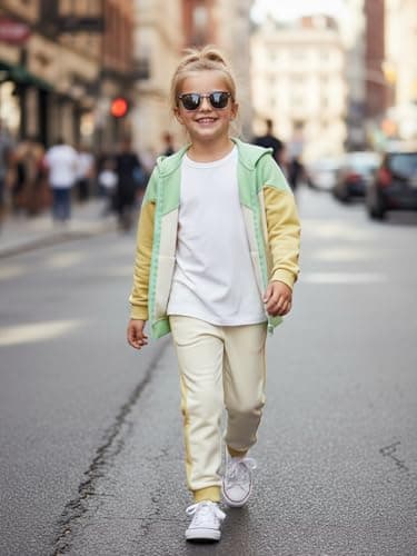 Valcatch Kids Girls Colour Block Tracksuit, 2-Beige, 3-4 Years — view 2
