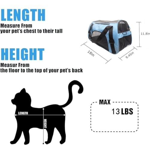 ZvoanSem Pet Carrier Bag,Small Cat Carrier Kitten Puppy little Dog Carrier for Travel Airline Approved Small Animal (Medium, Blue) — view 2