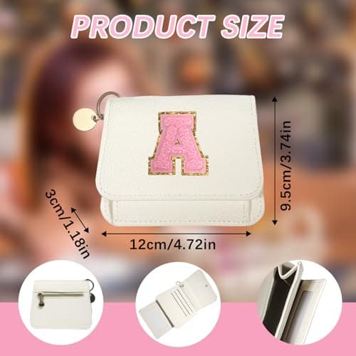 Girls Wallet, Initial Women's Wallets, White Small Wallet for Kids with 5 Card Slots Holder, Personalised Purses Gifts for Girls and Women, Birthday Gift, Christmas Gifts, Travelling Wallets Gift (A) — view 2
