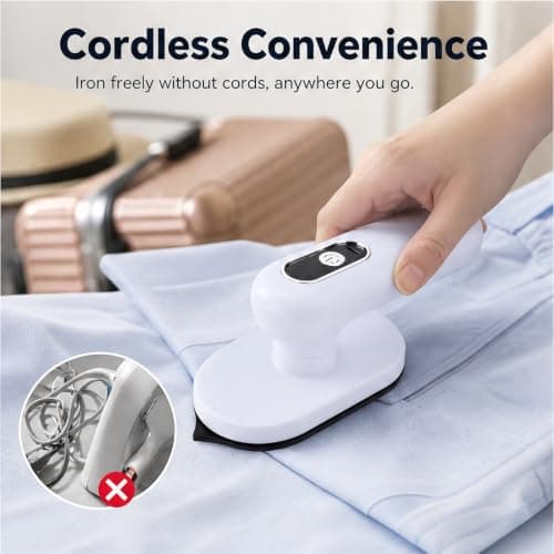 Sxhlseller Cordless Mini Travel Iron, Portable Dry Handheld Press with 3 Temperature Settings, USB Rechargeable - Fast Heat Wrinkle Remover for Clothes, Sewing — view 5
