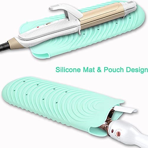 Heat Resistant Mat for Hair Tools, Silicone Heat Mat & Holder for Curling Iron, Professional Portable Travel Flat Iron Mat Pad Pouch Case Cover for Countertop — view 2