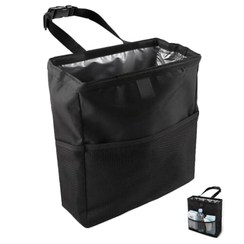 Kdkoeo Car Bins for Front of Car, Car Bin with Hook and Loop Lid and Handle