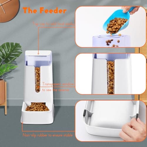 Automatic Pet Feeder Small&Medium Pets Automatic Food Feeder and Waterer Set 3.8L, Travel Supply Feeder and Water Dispenser for Dogs Cats Pets Animals — view 4