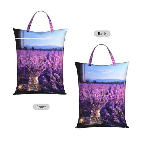 Romantic Lavender Travel Laundry Bags,Large Wet Dry Bags Waterproof Dirty Clothes Bag with Handle,Washable Laundry Bag,Reusable Storage Bag for Swimsuits, Beach, Pool,Gym One Size — view 2