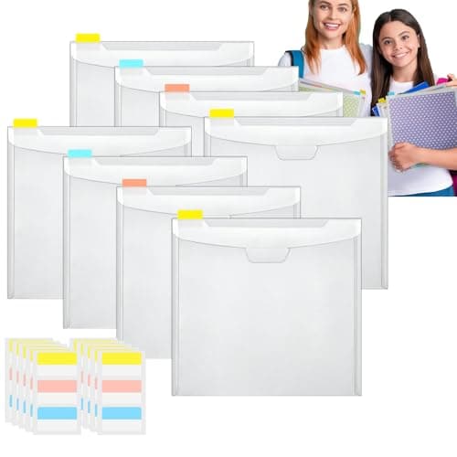 Scrapbook Paper Storage Clear - 12 X 12 Cardstock Organizer With Sticky Index Tabs, Transparent Expandable Document Folders, Heat Transfer Vinyl Protector For Arts Crafts Hobby Room