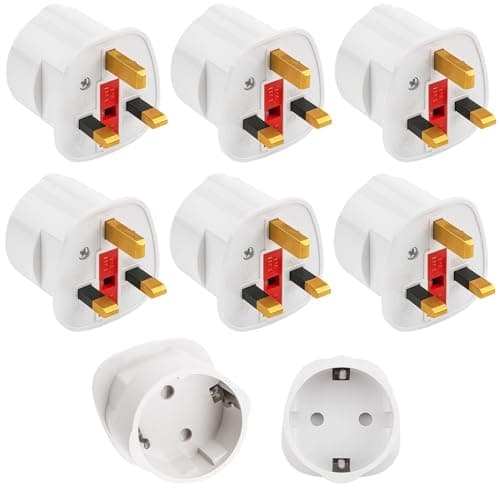 Europe to Uk Plug Adaptor 6 Pack Plug Travel Adapter 2 Pin to 3 Pin