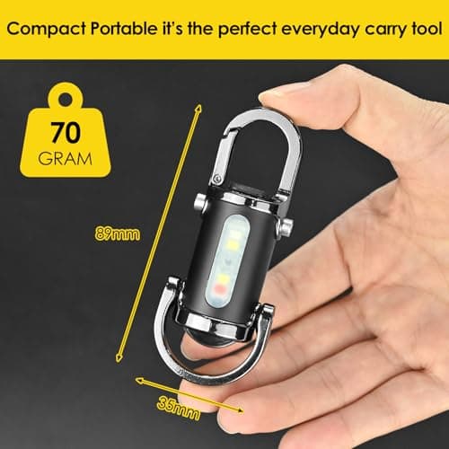 1200lm Super Bright Mini Keychain Flashlight Waterproof - Rechargeable LED Keychain Torch, Aluminum Alloy Version Keychain Flashlight, Compact & Portable Torch for Camping, Hiking, Emergency (Black) — view 4