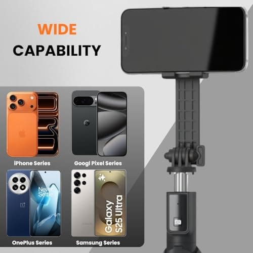 Mobitel Selfie Stick Tripod with Wireless Remote for iPhone Samsung Android GoPro, 3 in 1 Bluetooth Phone Tripod Stand, Extendable 72.5cm Portable Selfie Stick 360° Rotation for Travel Vlogging — view 4