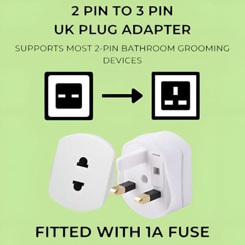DAPTER's 1 Pack White Plug Adapter | 1A Fused Shaver Plug Adaptor UK | 2 Pin to 3 Pin Adapter Plug UK | Electric Toothbrush Adapter UK | Portable Bathroom Shaver Adapter Plug Easy to Use — view 2