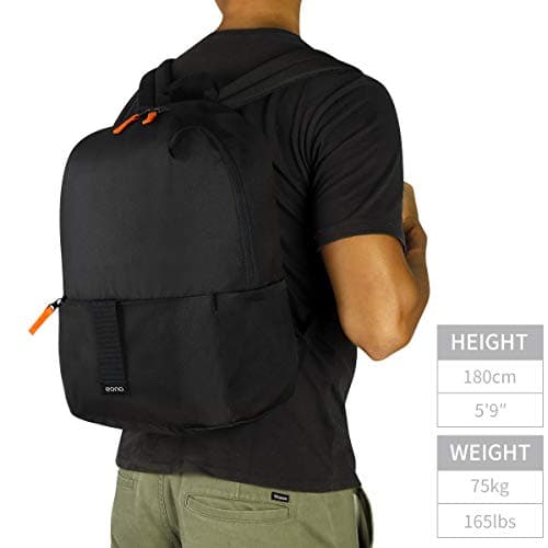 Eono Ultralight Casual Backpack for Men Women, 20L Basic Daypack Rucksack for School, Commuting, Travel, Hiking and Outdoor (Black) — view 4