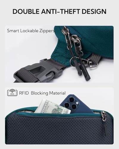 Waterfly Bum Bag Fanny Pack Waist Packs with RFID Blocking Peacock Blue — view 4