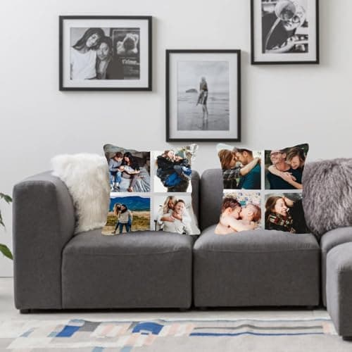 PB TECH Personalised Pillow Cushion Cover, Customised With Four Multi Photo Printed Collage, Gift for Girlfriend, Husband, Wife, Family, Birthday, Mothers Day Keepsake Home Décor Throw Pillow/Cushion. — view 3