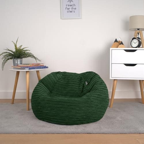 Bags of Beans Corduroy Kids Bean Bag Chair - Machine Wash - Forest Green — view 4