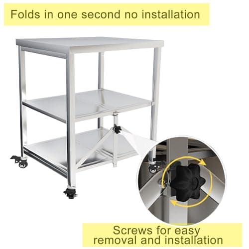 HIYOUGO Foldable Stainless Steel Table, Portable Outdoor BBQ Tolley — view 3