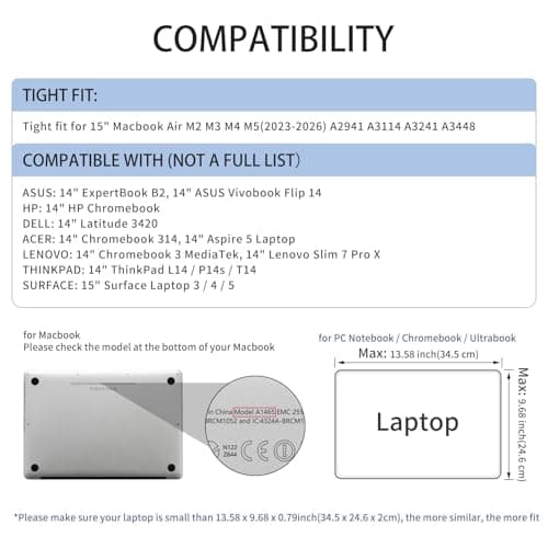 RAINYEAR Laptop Sleeve for 14 Inch Notebook Chromebook 15" Macbook Air M5 — view 5