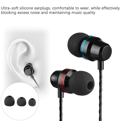 6 Pairs Replacement Earbud Tips, Ear Buds Replacement Rubber Tips Earphone Buds, 3 Sizes(S/M/L) Silicone Earbuds for In-Ear Headphones (Black) — view 4