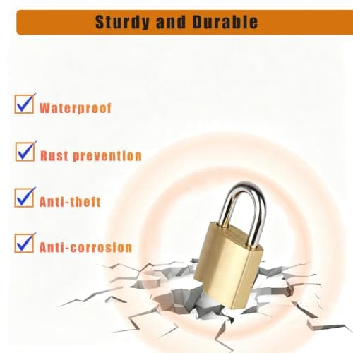 10Pack Small Locks with Same Keys, 3/4" (20mm) Wide Lock Body Solid Brass Padlocks Keyed Alike, Mini Padlocks for Suitcases/Luggage/Backpacks/Tool Box/Diary Books/School lockers — view 3