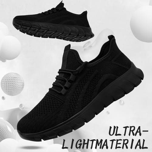 Mens Trainers Running Shoes Slip on Walking Gym Sneakers Black UK Size 9.5 — view 4