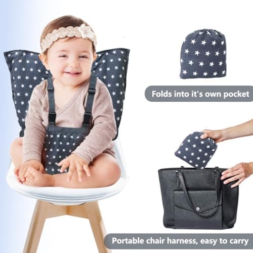 Portable Baby High Safely Seat Harness for Toddler Infant High Chair Fixed and Fallproof Baby Travel Essential High Booster Seat with Adjustable Straps Shoulder Belt Travel High Chair for Toddlers 1-3 — view 6