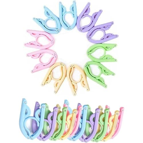 LIDOUK Travel Hangers, Portable Clothes Hangers Plastic Folding Plastic Clothes Coat Hangers for Travel Outdoor Camping Hiking 5 Colors (20PACK)