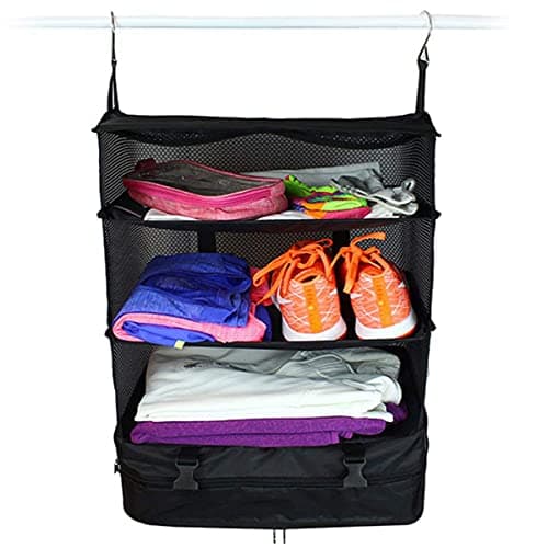 Muross Travel Luggage Organizer Portable Travel Shelves Bag 3-Shelf Suitcase Packing Cube Collapsible Hanging Closet Storage Bag Space Saver for Wardrobe Suitcase Carry On — view 2