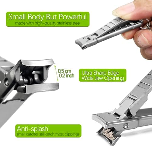 VOGARB Keychain Nail Clippers for Men Fingernail and Toenails, Portable Ultra Sharp Finger Nail Clipper with Nail File and Earpick Set, Folding Slim Design for Travel, Home, Working, Purse, Backpack — view 6
