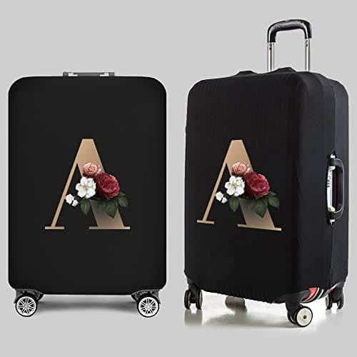 Initial Letter Printed Design Travel Trolley Case Cover Protector Washable Suitcase Cover Luggage Storage Covers for 18-28 Inch Luggage Cover (L (26-28 inch Luggage), gold A) — view 3