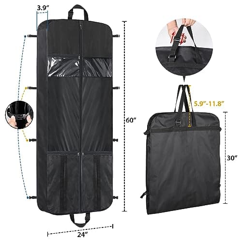 Univivi Long Dress Bag, Dress Cover for Travel, 60in Garment Bag, Black — view 2
