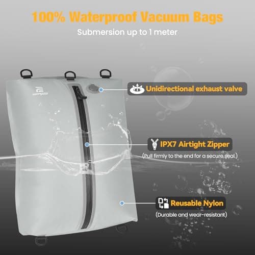 ESCRODOI 3-Size Set Vacuum Bags for Travel with Pump,Reusable,Grey White — view 4