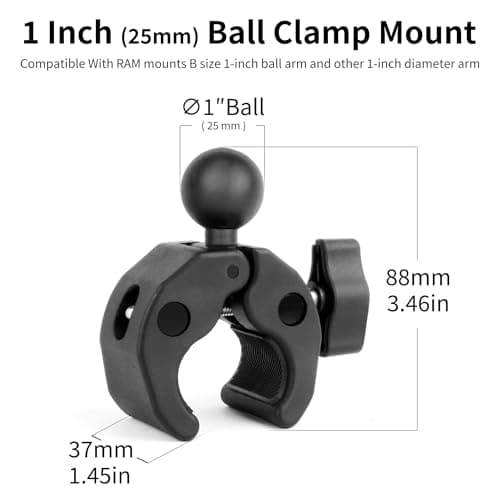 SOONSUN 1" Ball Clamp Mount for RAM Mounts B Size Socket Arm, 20-50mm Rails — view 2