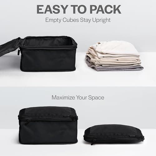 Aerotrunk Compression Packing Cubes for Suitcases - Double Zipper Compression Luggage Organizers - Washable Travel Packing Cubes (4-Pack, Black) — view 5