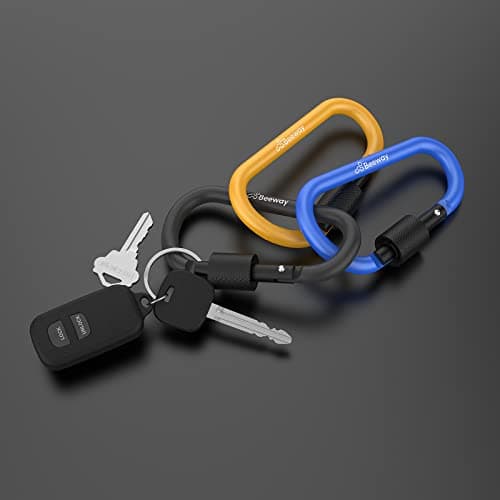 BEEWAY Locking Carabiner, 3 Pack Premium Aluminum Alloy D-Ring Carabiners Key Chain Clip Hook for Camping, Hiking, Traveling, Fishing, Backpack — view 6