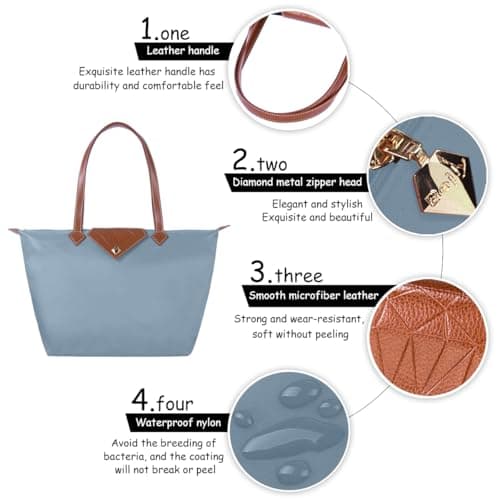 Tote Bags for Women Stylish Waterproof Nylon Ladies Shoulder Bag Top Handle Handbag Folding Beach Travel Bag for Work,Shopping, School — view 5