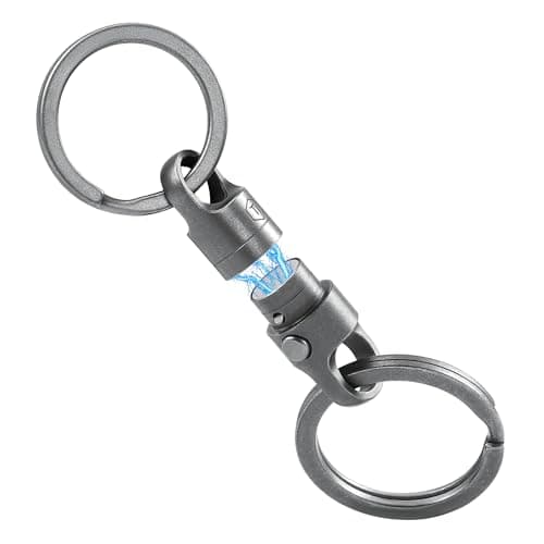 KeyUnity Titanium Magnetic Quick Release Keyring & Keychain, One-Hand Detachable 360° Rotatable Key Chain, Key Organizer Linker for Carabiner for Cars, Homes, and Accessories for Men,(KA62,Grey)