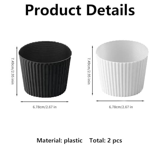 OBYJCA Coffee Cup Sleeve, 2Pcs Re-Usable Black and White Silicone Cup Covers for Drinks Heat-Resistant Silicone Nonslip Coffee Cup Sleeve Reusable Glass Bottle Mug Cup Sleeve Protector Cover — view 2