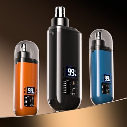 Men's Rechargeable Electric Nose Hair Trimmer Featuring Digital Display, Stainless Steel Blades for Accurate and Comfortable Hair Removal (Display Orange) — view 5