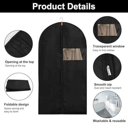 2 Pack Garment Bags 60x120cm, Suit Covers with Shoe Bag for Travel, Home — view 3
