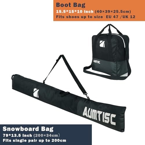 AUMTISC Ski Bag and Boot Bag Combo for 1 Pair of Ski and Boots,Adjustable Length Ski Bag — view 3