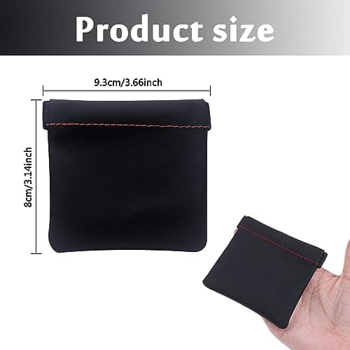 Black Earphone Pouch Soft PU Leather Headphone Storage Bag 2 Pack — view 2