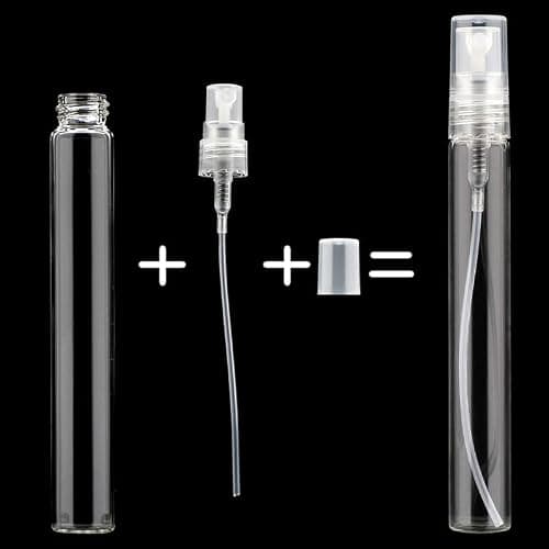 50PCS Mini Spray Bottle Clear Plastic Spray Bottle Empty Fine Mist Refillable Mini Perfume Bottle Small Empty Sample Containers Bottle for Cleaning Travel Essential Oils Perfume (3ML,Grey) — view 5